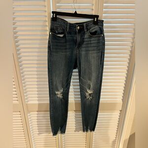 Judy Blue Dark Wash Distressed Cropped Jeans
